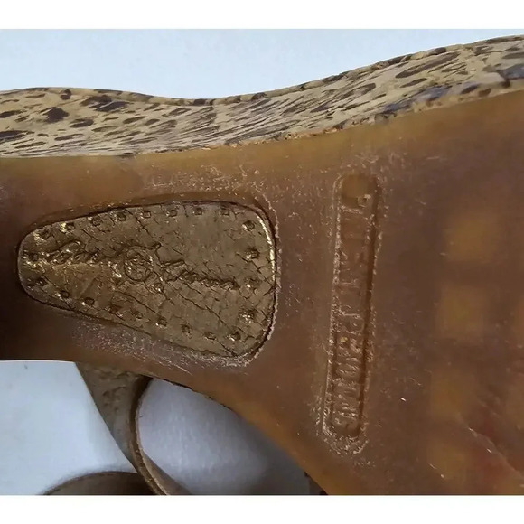 Born Crown BRONZE Leather SANDALS Cork Wedge Strappy Women’s Size 9 Boho - Picture 10 of 11